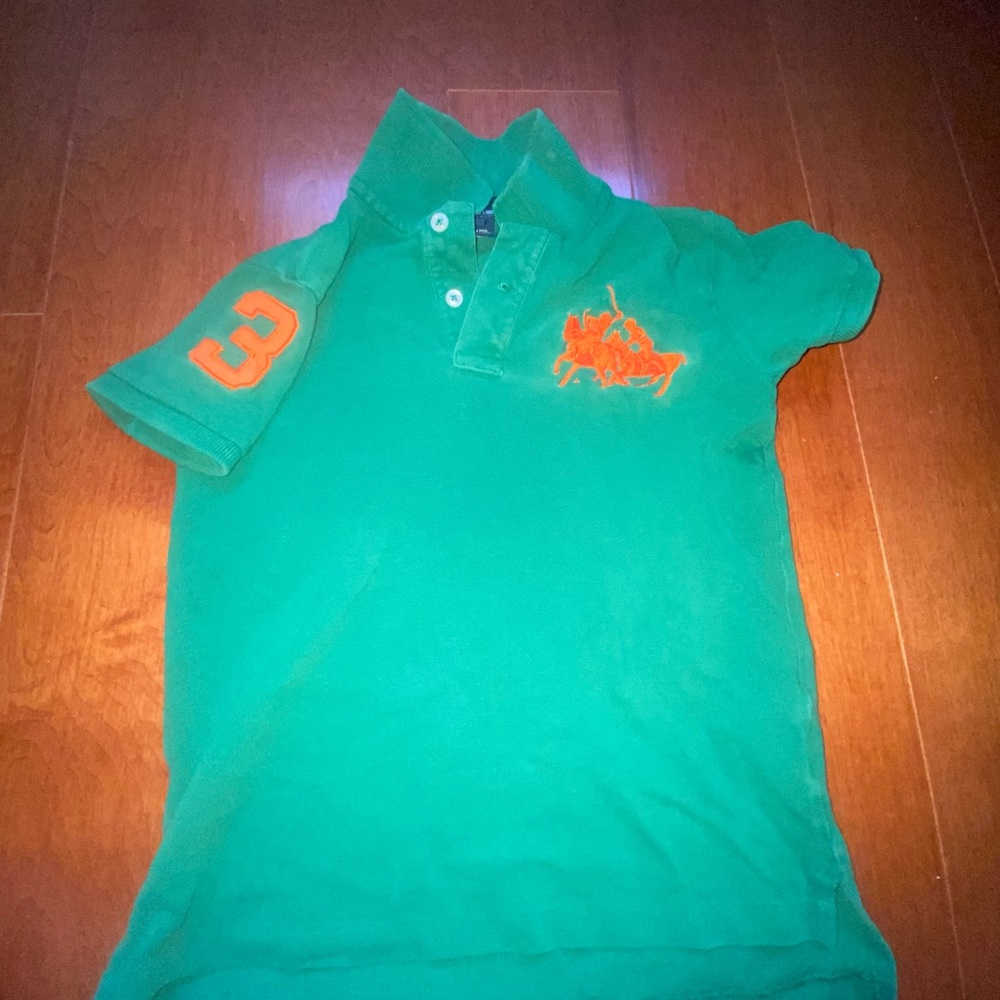 Polo by Ralph Lauren Kids Green Polo Shirt with Orange Accents
